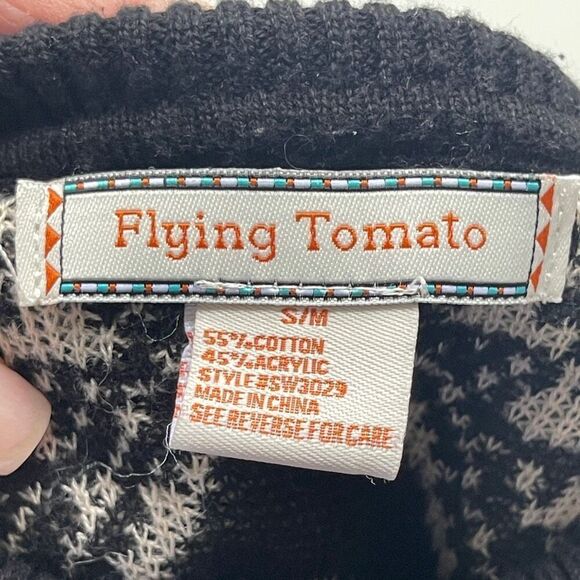 Flying Tomato Cream and Black "Poncho" Turtle Neck Sweater, Small - Picture 8 of 9